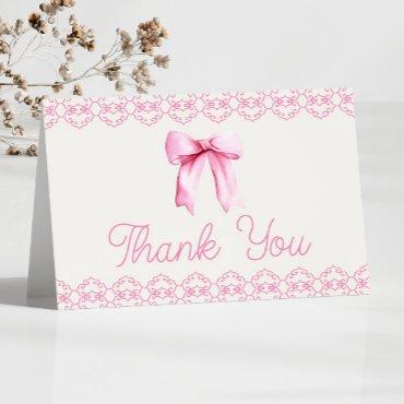 Pink Coquette Bow Baby Shower Thank You Card