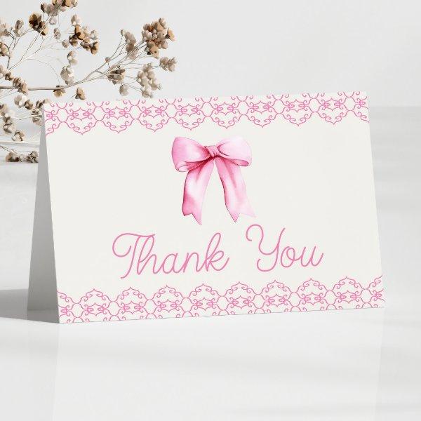 Pink Coquette Bow Baby Shower Thank You Card