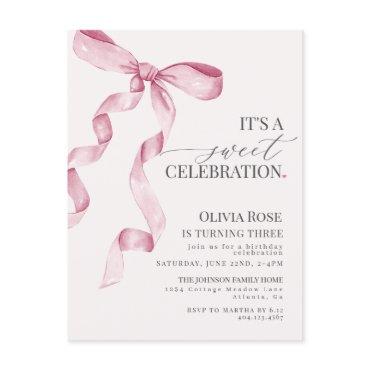 Pink Coquette Bow Girl Birthday Party  Postcard