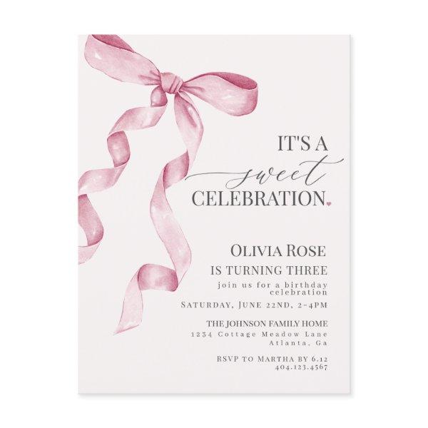 Pink Coquette Bow Girl Birthday Party  Postcard