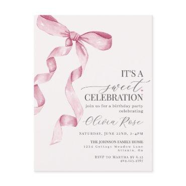 Pink Coquette Bow Girl Birthday Party  Postcard