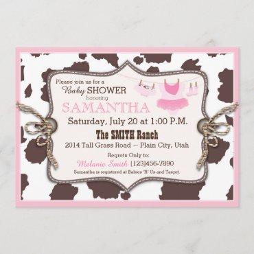 Pink Cowgirl Baby Shower Tutu Invitation
