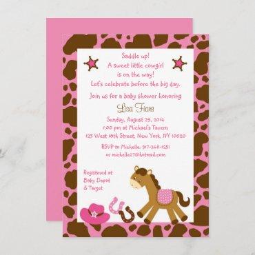 Pink Cowgirl Pony Baby Shower Invitation