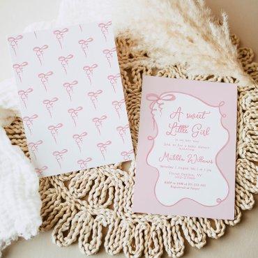 Pink dainty bow wavy frame girl