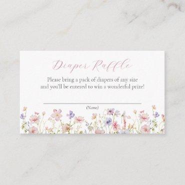 Pink Dainty Flowers Diaper Raffle Enclosure Card