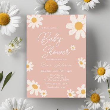 Pink Daisy Retro Boho Baby Shower
