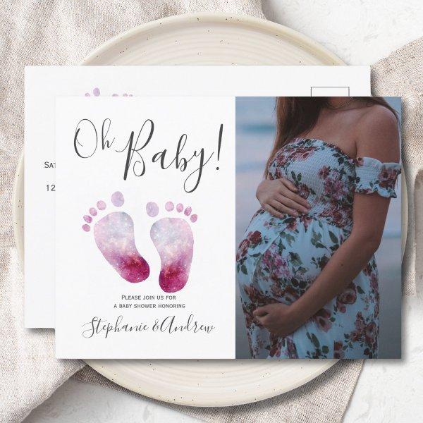 Pink Feet Baby Shower Photo  Postcard