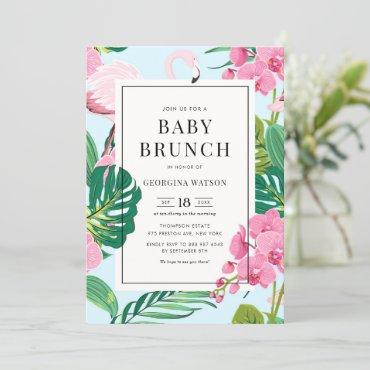 Pink Flamingo and Orchids Tropical Baby Brunch