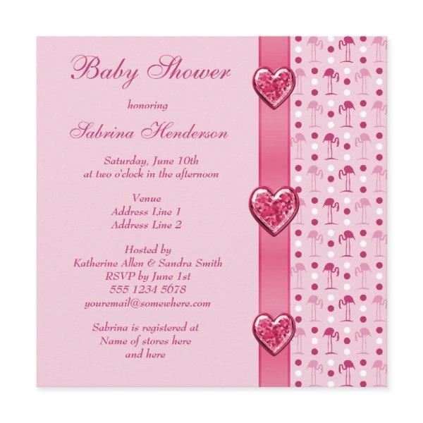 Pink Flamingos, Printed Bow & Heart