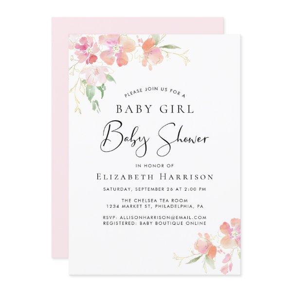 Pink Floral Baby Girl Shower