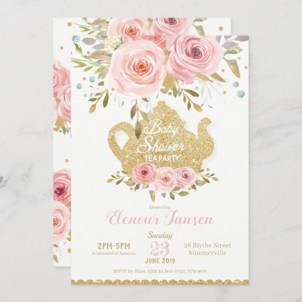 Pink Floral Baby Shower Tea Party  Girl