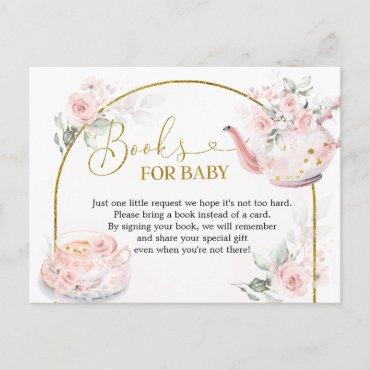 Pink Floral Bridal Shower Tea Party Books for Baby  Postcard