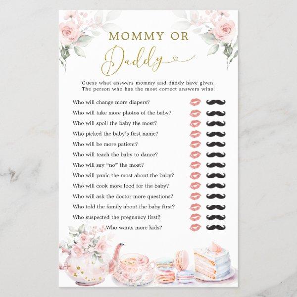 Pink Floral Bridal Shower Tea Party Mommy or Daddy