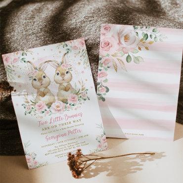 Pink Floral Bunny Rabbit Twin Girl