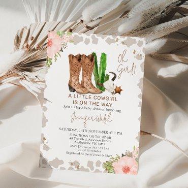 Pink Floral Cow Print Little Cowgirl baby Shower