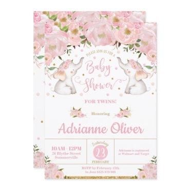 Pink Floral Elephant Twin Girls