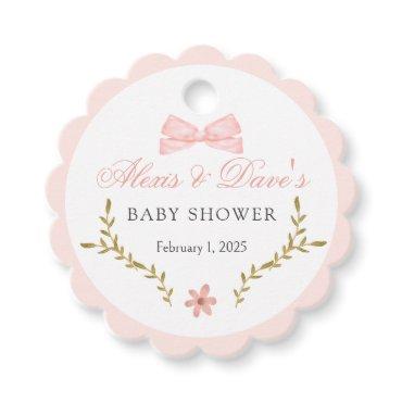 Pink Floral Goose Baby Shower Favor Tags