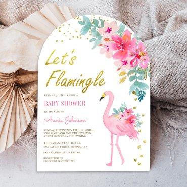 Pink Floral Tropical Flamingo Arch