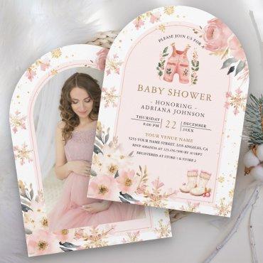 Pink Floral Winter Wonderland Photo