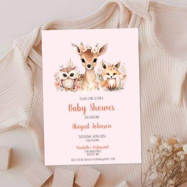 Pink Floral Woodland Animal