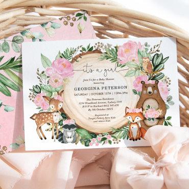 Pink Floral Woodland Forest Animals Baby Girl