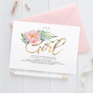 Pink Flowers and Gold Glitter Modern