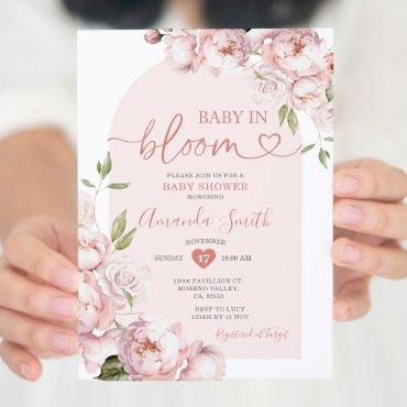 Pink Flowers Girl Baby Shower Baby in Bloom