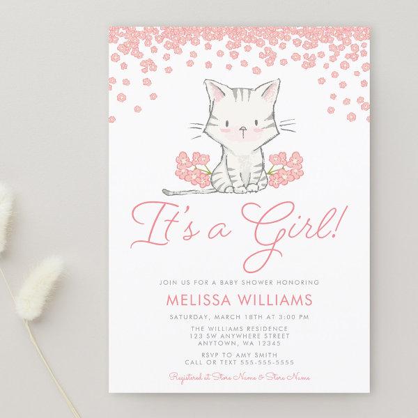 Pink Flowers Kitten Girl