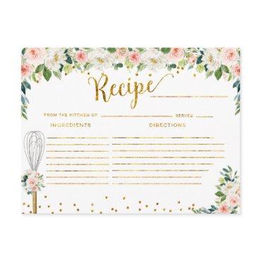 Pink Flowers Whisked away Bridal Shower Recipe Postcard