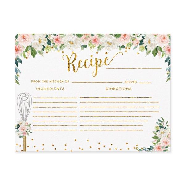 Pink Flowers Whisked away Bridal Shower Recipe Postcard