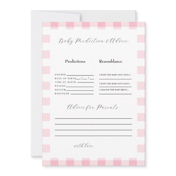 Pink Gingham Baby Shower Predictions II