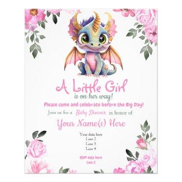 Pink Girl Dragon Floral  Flyer