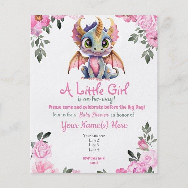 Pink Girl Dragon Floral  Flyer