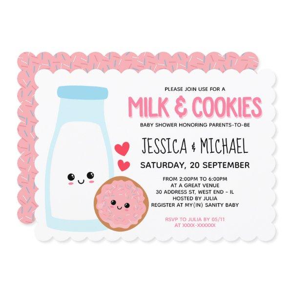 Pink Girly Kawaii Milk And Cookies