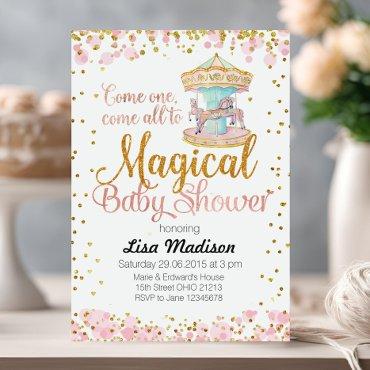 Pink Glitter Horse Carousel