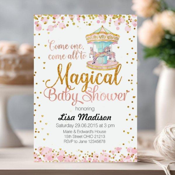 Pink Glitter Horse Carousel