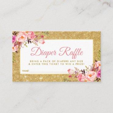 Pink Gold Baby Shower Diaper Raffle Ticket Card G