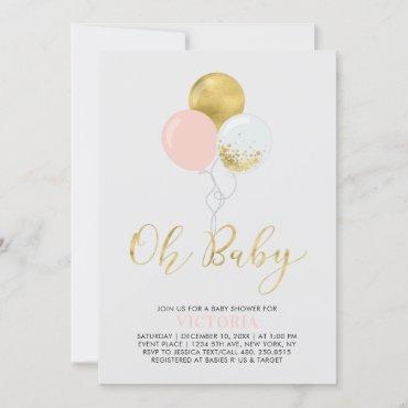 Pink & Gold Balloons | Oh Baby Girl