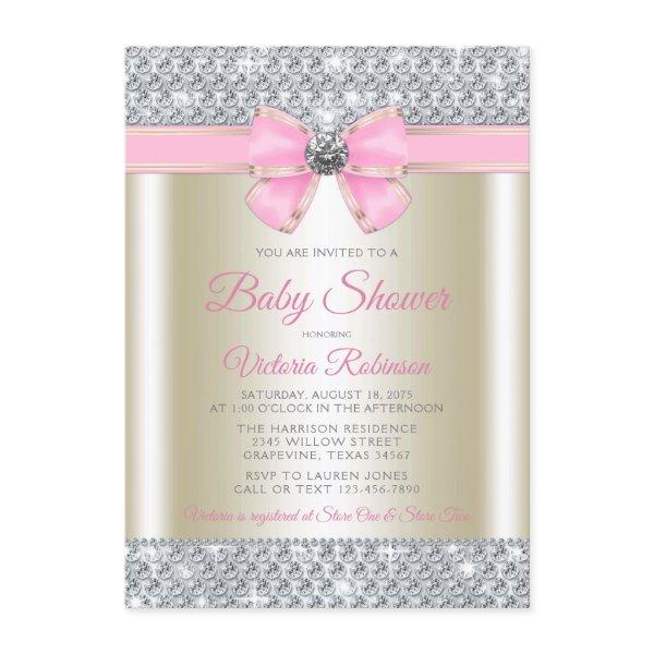 Pink Gold Bling Glam Baby Girl Shower