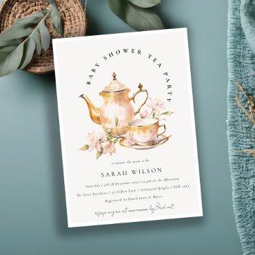 Pink Gold Floral Tea Set Baby Shower Tea Party