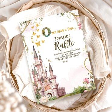 Pink Gold Little Princess Royal  Diapper Raffle Enclosure Card