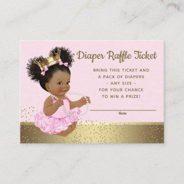 Pink Gold Princess Diaper Raffle Tickets Enclosure Card