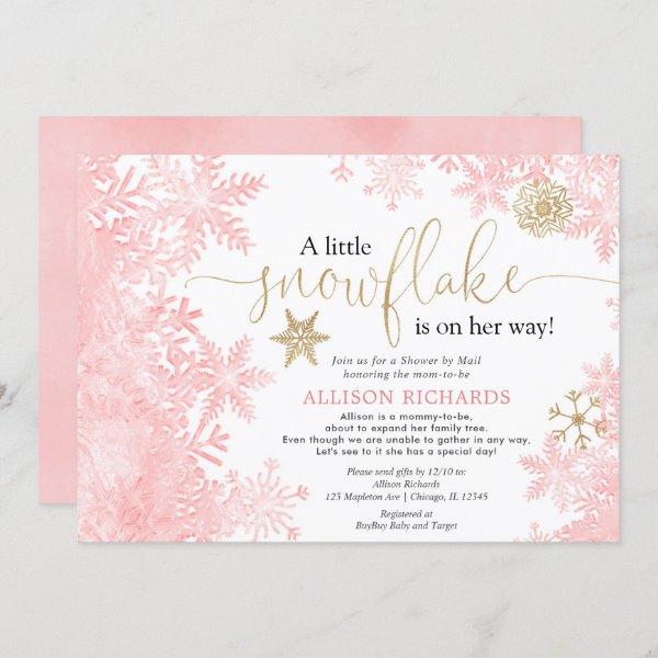 Pink gold snowflake Shower by Mail