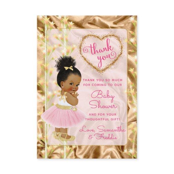 Pink & Gold Thank You Ethnic Baby Shower Card