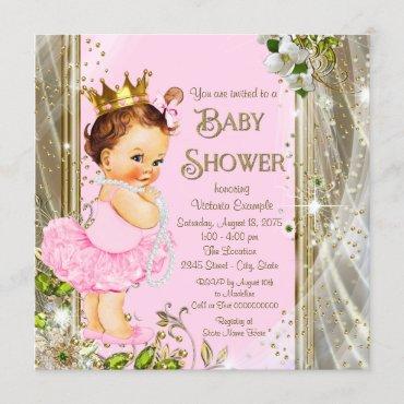 Pink Gold Tutu Princess Baby Shower Invitation