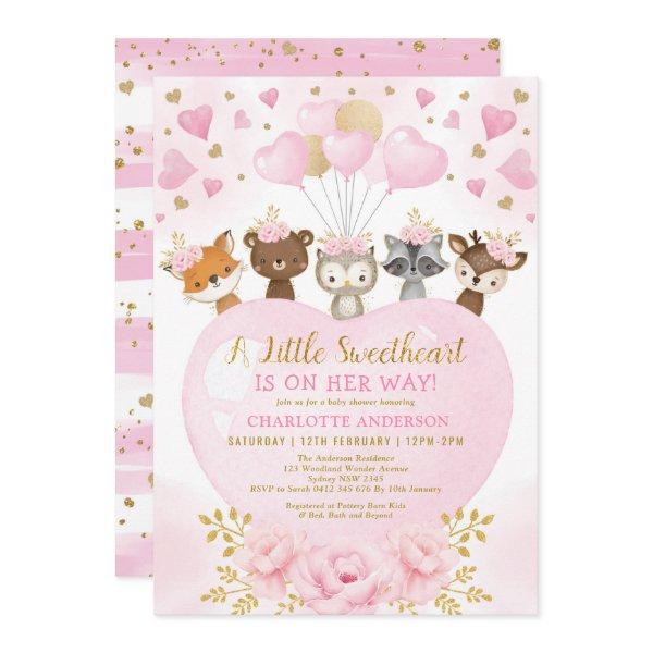 Pink Gold Valentines Sweetheart Baby Girl Shower