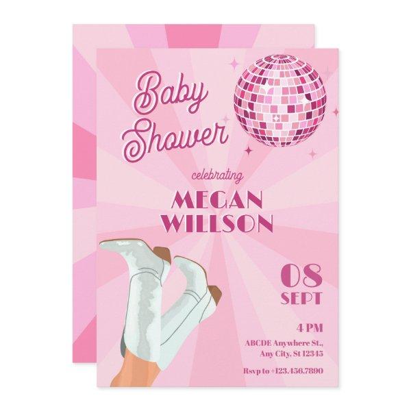 Pink groovy boots disco ball