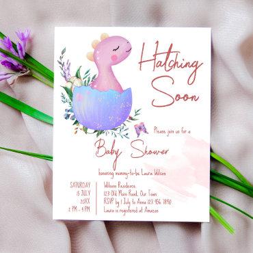 Pink hatching soon baby shower budget invite