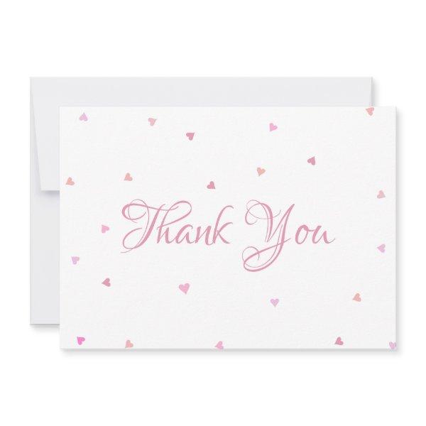 Pink Hearts Confetti Script Thank You