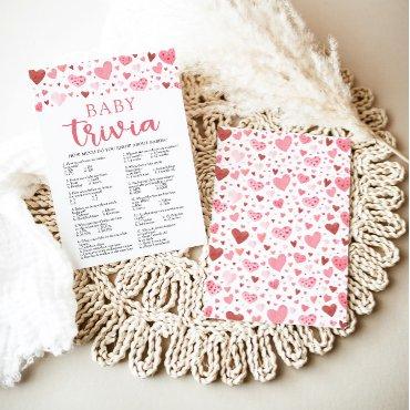 Pink Hearts Valentine Baby Trivia Baby Shower Game
